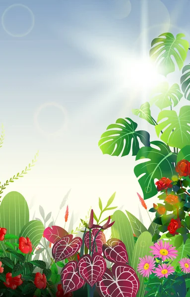 Tropikalne Kwiaty Ogród Gradientowym Koncepcji Kolorów — Wektor stockowy