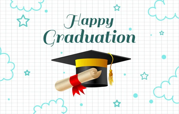 Happy Graduation Background Cap — Stock Vector
