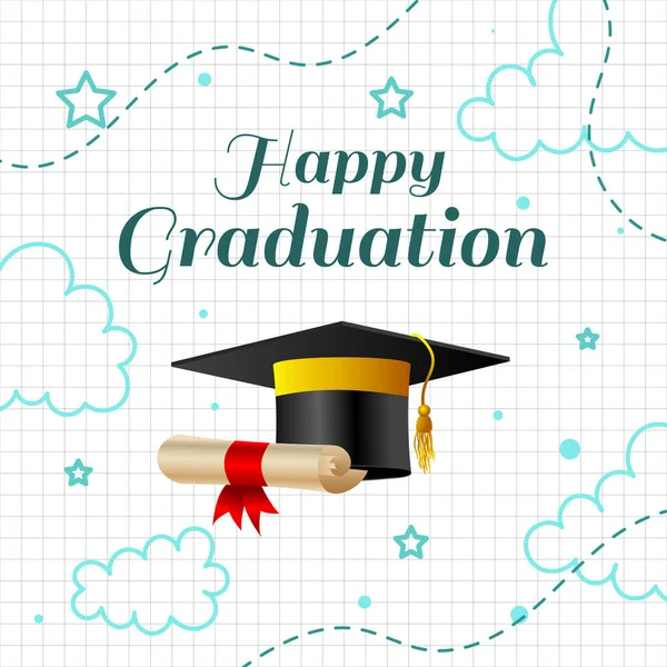 Happy Graduation Backgroun Cap — Stock Vector