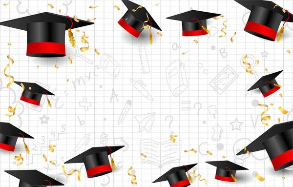 Happy Graduation Greeting Background Cap — Stock Vector