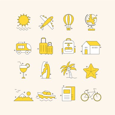 travel icon collection on white background clipart