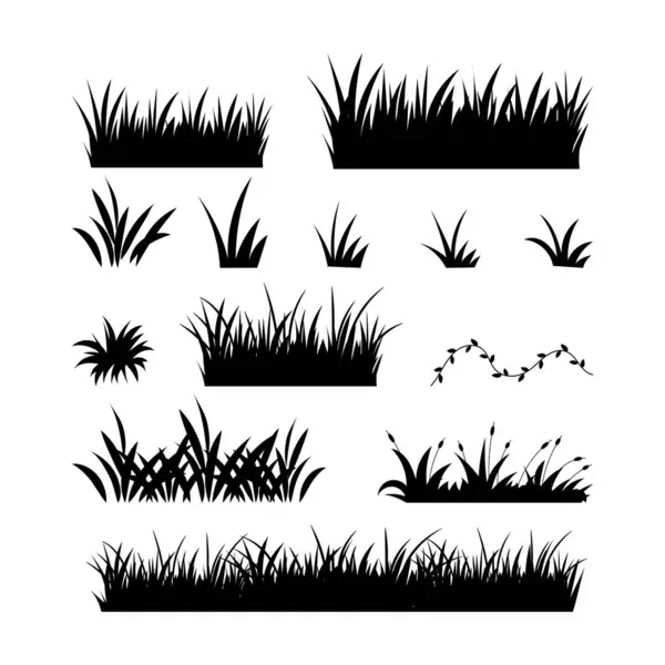 Hand Draw Grass Silhouette Vector Collection — Stock Vector