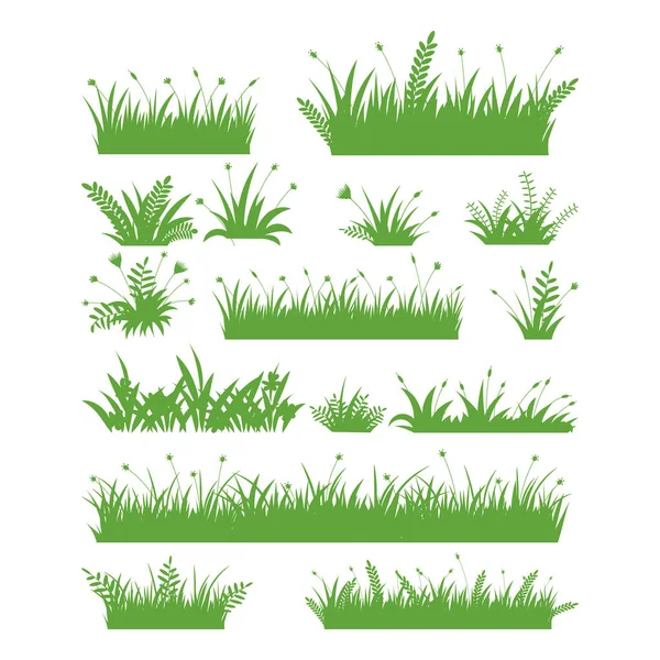 Mooie Hand Trekken Gras Silhouet Collectie — Stockvector