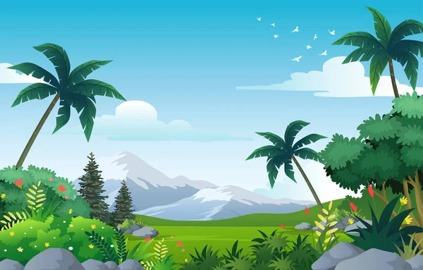 Illustration Beautiful Landscape Background — Stock Vector