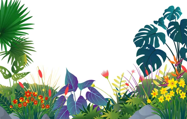 Illustration Vackra Landskap Blommor Bakgrund — Stock vektor