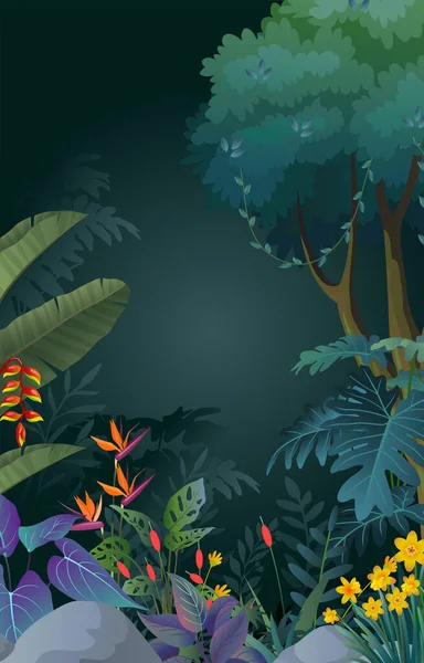 Ilustrace Krásného Tropického Lesa Pozadí — Stockový vektor