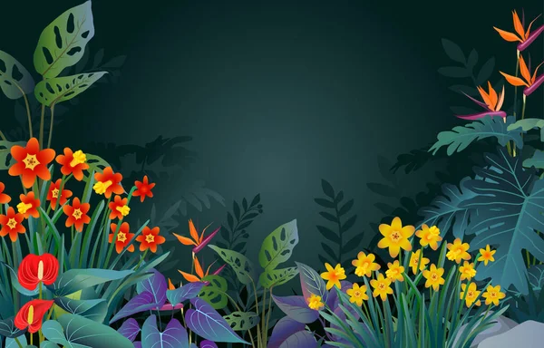 Illustration Beau Fond Forêt Tropicale — Image vectorielle