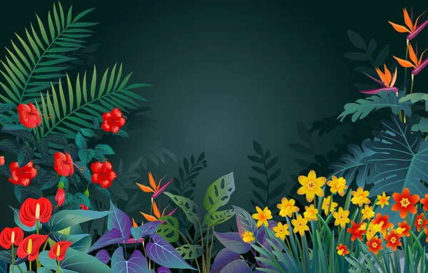 Иллюстрация Красивого Фона Тропических Лесов — стоковый вектор