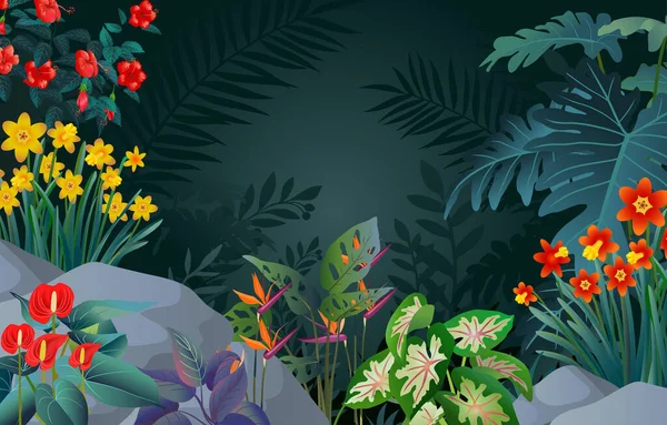 Illustration Vacker Tropisk Skog Bakgrund — Stock vektor