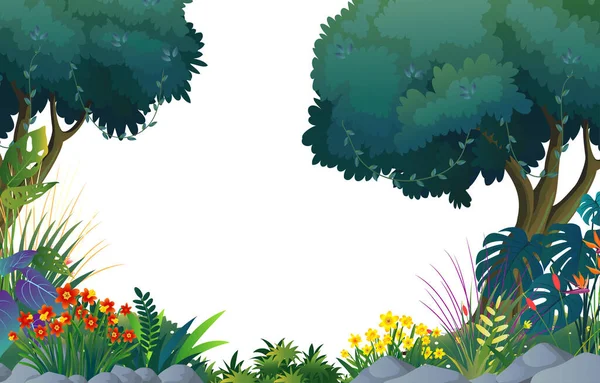 Illustration Tropisk Skog Med Vit Bakgrund — Stock vektor