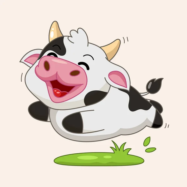 かわいい牛の漫画ジャンプ — ストックベクタ