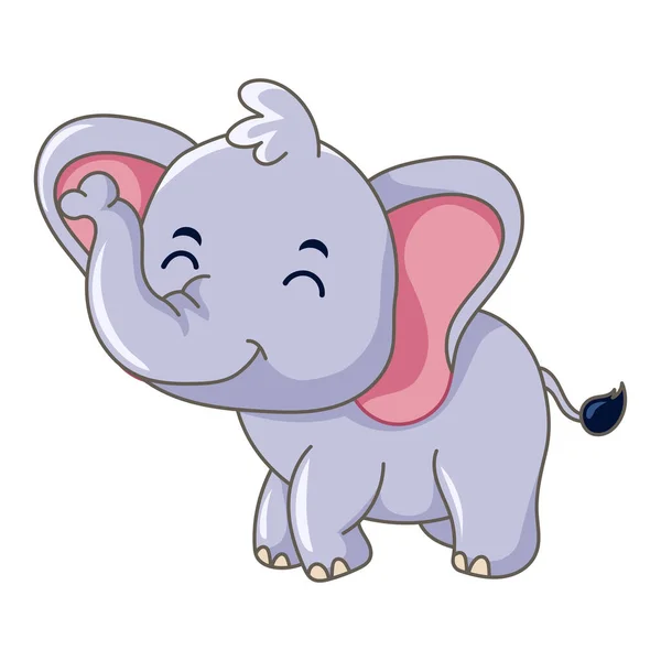 Lindo Elefante Dibujos Animados Sonriendo Con Fondo Blanco — Vector de stock