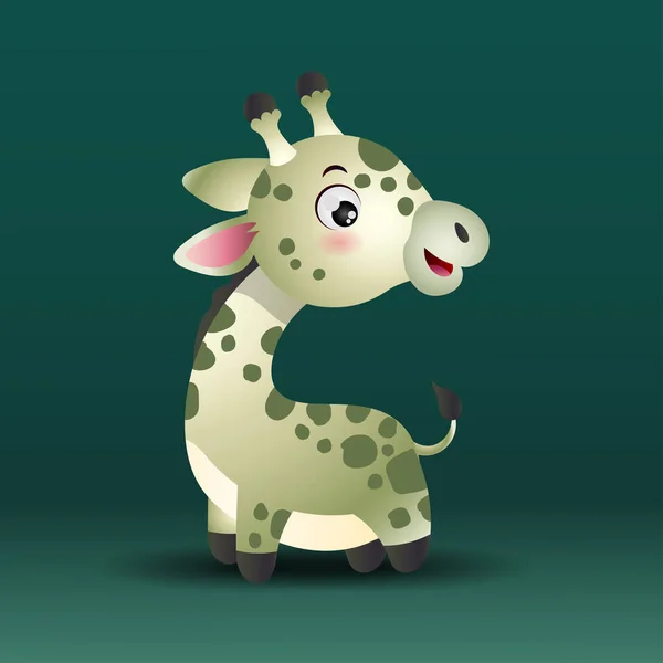 Illustrazione Simpatica Giraffa Espressione Cartone Animato — Vettoriale Stock
