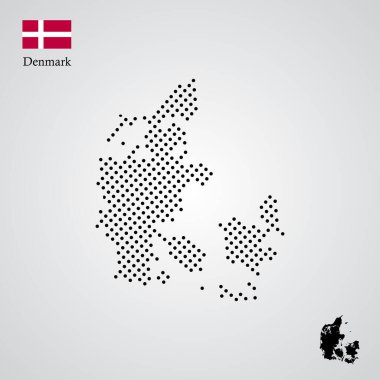 Danimarka haritası siluet yarım ton biçimi