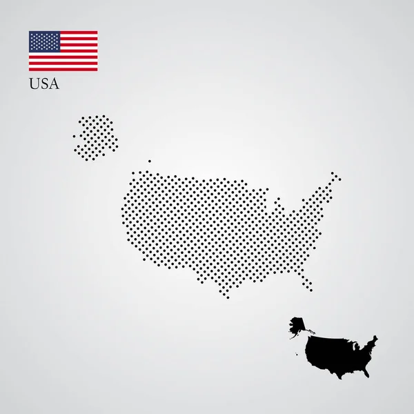 Єднані Штати Америки Карта Силует Напівтоновий Стиль — стоковий вектор