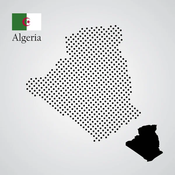 Algeria Mapa Silueta Medio Tono Estilo — Archivo Imágenes Vectoriales