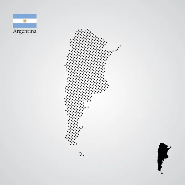 Argentinië Kaart Silhouet Halftone Stijl — Stockvector