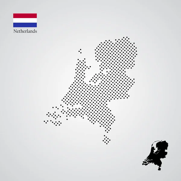Nederländerna Karta Siluett Halfon Stil — Stock vektor