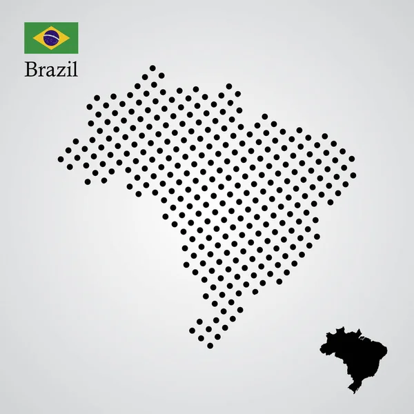 Βραζιλία Χάρτης Σιλουέτα Halftone Στυλ — Διανυσματικό Αρχείο