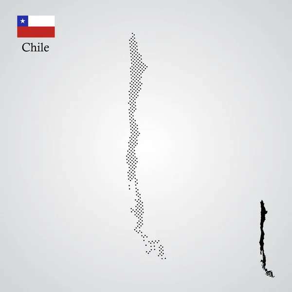 Chile Mapa Sylwetka Pół Tonu Styl — Wektor stockowy