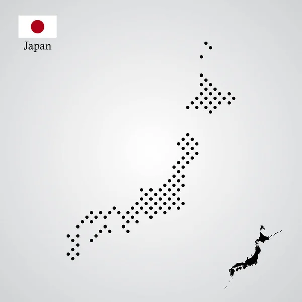 Japan Karte Silhouette Halbton Stil — Stockvektor