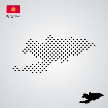 Kırgızistan haritası siluet yarım ton biçimi