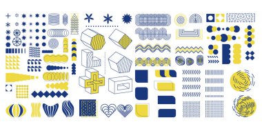 Büyük Mavi Sarı Geometrik Şekiller Kümesi