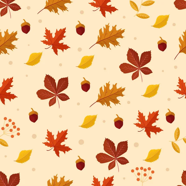 Seamless Pattern Autumn Leaves Concept — Stock Vector