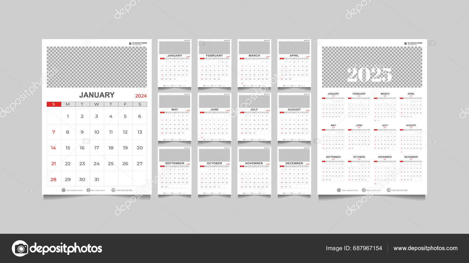 Calendar 2024 2025 Template Stock Vector by ©starlight789 687967154