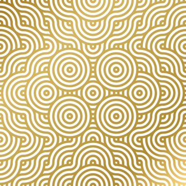 Kusursuz, lüks, beyaz ve altın dalga daire çizgisi soyut. Noel arkaplanı için Geometrik çizgi panorama vektör tasarımı