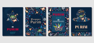 Zarif Purim Günü Tebrik kartları, posterler, tatil örtüleri