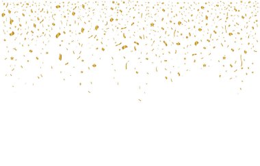 Vektör konfetisi. Altın süsler, gökyüzünden konfeti düşüyor. Parlak konfeti. Tatil, doğum günü.