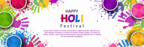 Szczęśliwy Festiwal Holi Dla Chorągwi Tło Kolorowym Ilustracją — Wektor stockowy
