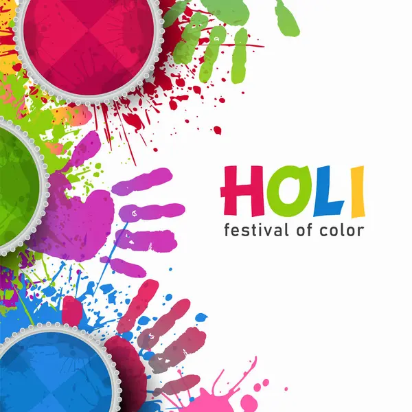 Festival Holi Feliz Para Banner Fundo Tampa Com Ilustração Colorida —  Vetores de Stock