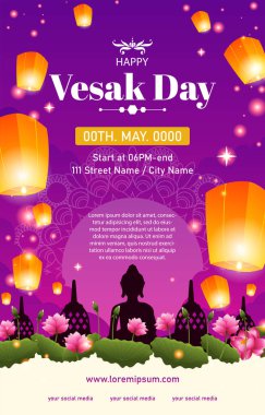 happy vesak day vertical poster banner clipart