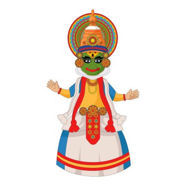 Kerala Hindistan Maskesi Onam Festivali için Kathakali Dansçısı 