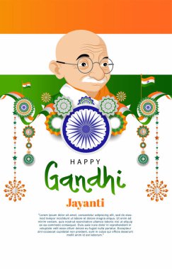 Mutlu Gandi Jayanti illüstrasyonları