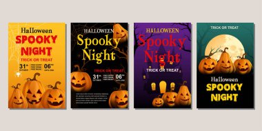 Poster, kapak, sosyal medya ve satış için gradyan tasarımlı Cadılar Bayramı dikey afişi