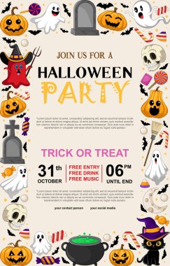 Korkunç Element, Düzenlenebilir Tasarım ile Cadılar Bayramı dikey posteri