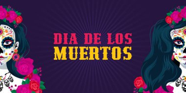 dia de los muertos için kafatasından yapılmış bir kadın. 