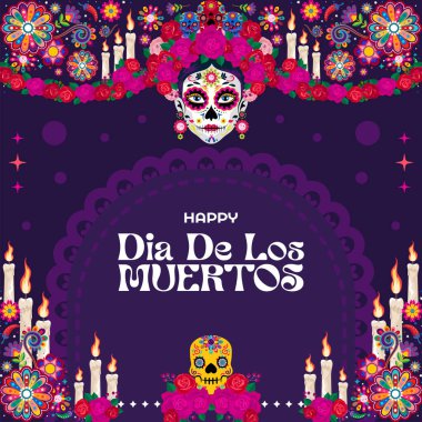 Mutlu dia de los muertos marigold çiçekli çelenk