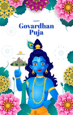 happy Govardhan Puja illustration with gradient concept clipart