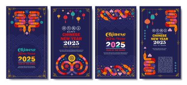 Yılan 2025 arka plan seti, duvar kağıdı, poster, afiş, modern düz konsept broşür