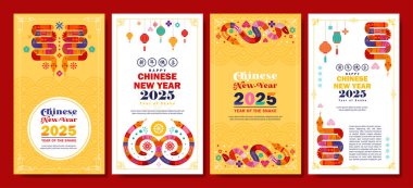 Yılan 2025 arka plan seti, duvar kağıdı, poster, afiş, modern düz konsept broşür