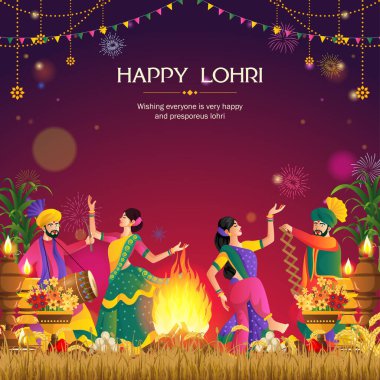 Punjab Hindistan 'daki mutlu Lohri festivali