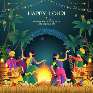 Punjab Hindistan 'daki mutlu Lohri festivali