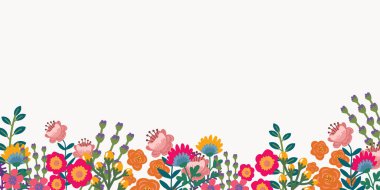 Arkaplan ve afiş güzel çiçekler ve yapraklarla süslenmiş. Paskalya. Bahar. vektör 10