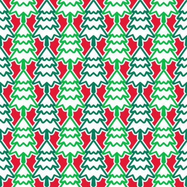 Köknar ağaçları, selvi ağaçları ve ladin iki farklı yeşil renkten oluşan çizgilerden oluşan vektör desenli soyutlama