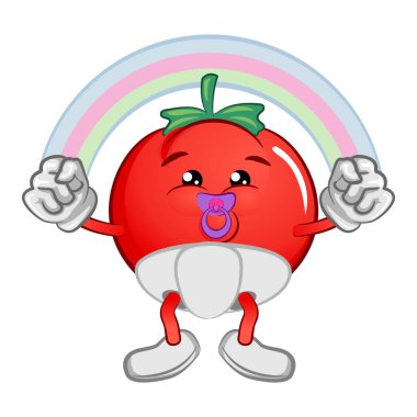 Gökkuşaklı bebek domatesin vektör çizimi