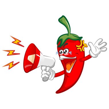 Vektör maskot karakter çizimi hoparlörle biber çığlığı